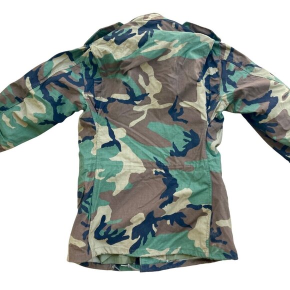 US Army Cold Weather Field Jacket Small-Long Woodland Camo Coat M65 Camouflage - Picture 4 of 6